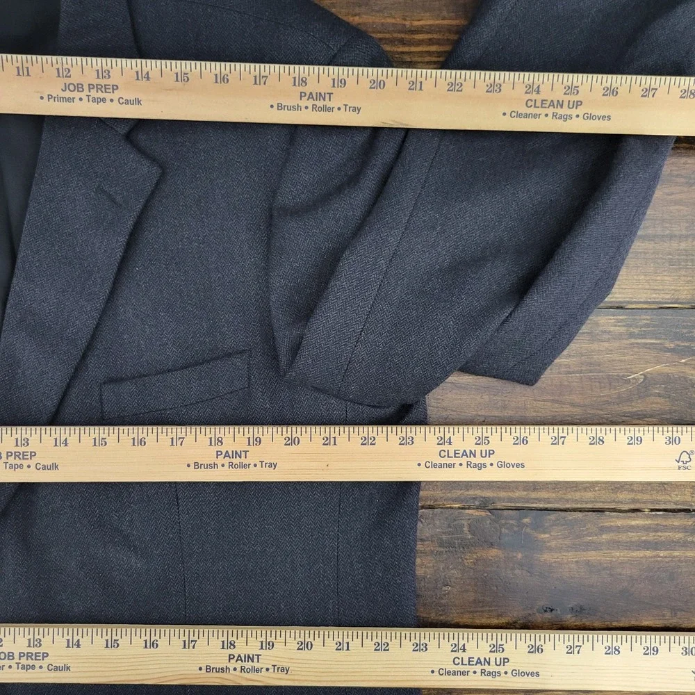Pronto Uomo Men's Sport Coat Blazer Two Button‎ Charcoal Herringbone Lambs 46R
